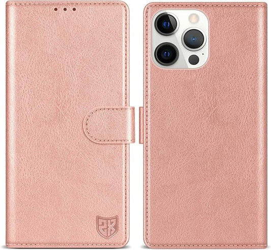 ZZXX for iPhone 15 Plus Wallet Case with [RFID Blocking] Card Slot Kickstand Magnetic Closure Leather Flip Fold Protective Phone Case for iPhone 15 Plus Case Wallet(Rose Gold-6.7 inch)