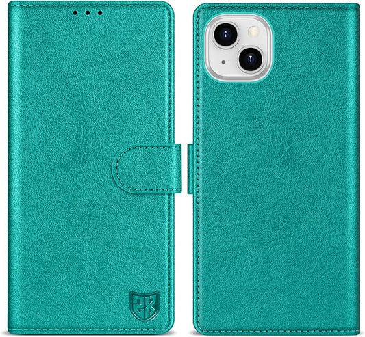 ZZXX for iPhone 14 Wallet Case with [RFID Blocking] Card Slot Kickstand Magnetic Closure Leather Flip Fold Protective Phone Case for iPhone 14 Case Wallet(Lake Blue-6.1 inch)