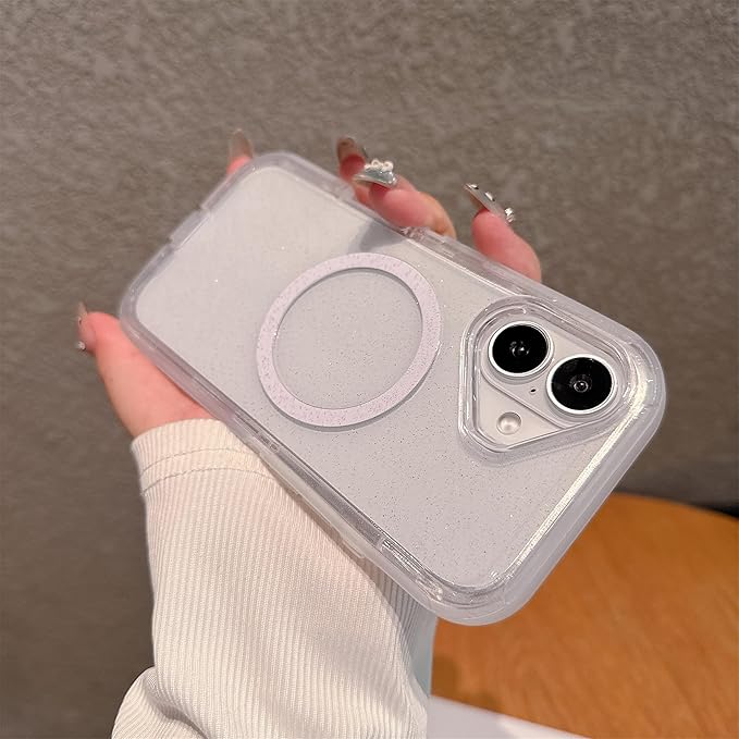 Designed for iPhone 17 Case,[Compatible with Magsafe] [Non-Yellowing] [Without Screen Protector] Shockproof/Dust/Drop Proof 3-Layer Full Body Protection Rugged Heavy Duty Cover, Clear Glitter