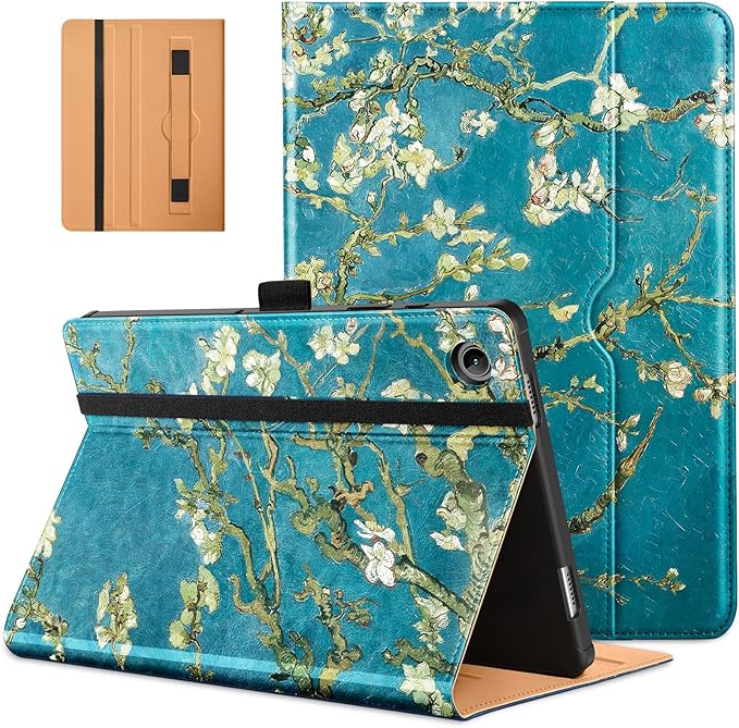 DTTO for Samsung Galaxy Tab A9 Plus 11 inch Case 2023, Premium Leather Business Folio Stand Cover with Hand Strap for Galaxy Tab A9+ 11'' 2023 Model (SM-X210/X216/X218) - Auto Wake/Sleep, Blossom