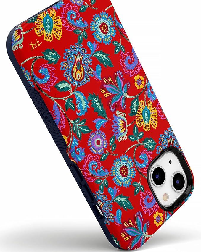 Casely iPhone 14 Case | Painted Flowers | Frida Kahlo Floral Girly | Compatible with MagSafe | Bold Protective Design