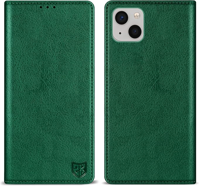 ZZXX for iPhone 15 Wallet Case with [RFID Blocking] Card Slot Stand Strong Magnetic Leather Flip Fold Protective Phone Case for iPhone 15 Case Wallet(Green-6.1 inch)