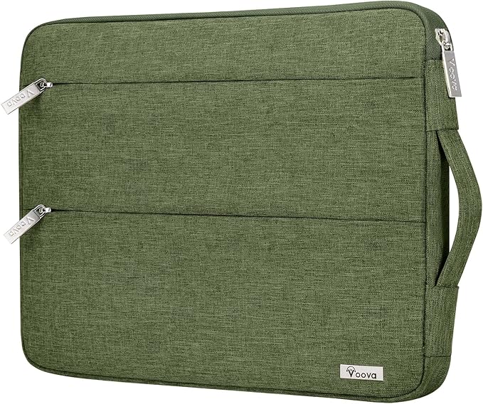 Voova 13 13.6 Inch Laptop Sleeve Case Compatible with MacBook Air 13 M1/M2/M3/M4 2020-2025, MacBook Pro 13/14, IPad Air/Pro 13, Waterproof Slim Computer Bag Cover with Handle, Army Green