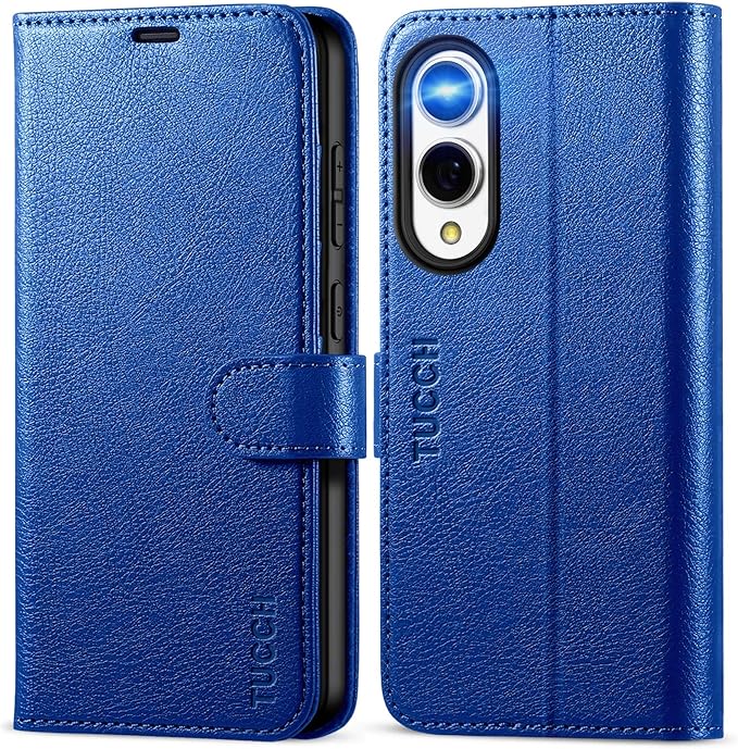 TUCCH Wallet Case for Galaxy S25 Edge 5G, Magnetic Kickstand RFID Blocking 4 Card Slot Folio PU Leather Protective Flip Cover with TPU Shockproof Inner Case Compatible with Galaxy S25 Edge, Klein Blue