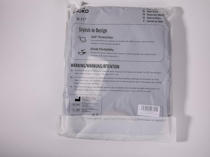 MoKo 9-11 Inch Tablet Sleeve Bag Handle Carrying Case with Shoulder Strap Fits iPad Pro 11 inch,iPad 10th 10.9,iPad 9/8/7th Generation 10.2,iPad Air 5/4th 10.9,iPad 9.7,Tab S8/S9 11", Black & Gray