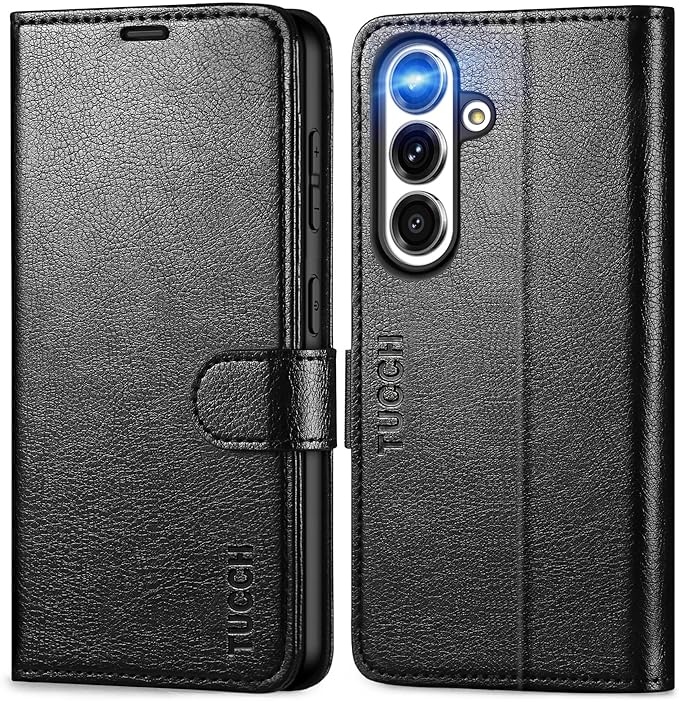 TUCCH Wallet Case for Galaxy S25, Magnetic PU Leather Stand [RFID Blocking] Card Slots Protective Folio Cover with [TPU Shockproof Interior Case] Compatible with Galaxy S25 6.2" 2025, Textured Black