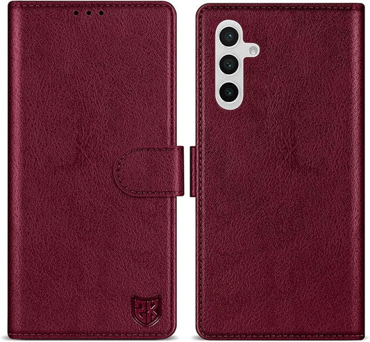 ZZXX for Samsung Galaxy S25 Plus Wallet Case with [RFID Blocking] Card Slot Kickstand Magnetic Closure Leather Flip Fold Protective Phone Case for Galaxy S25 Plus 5G Case Wallet(Wine Red-6.6 inch)