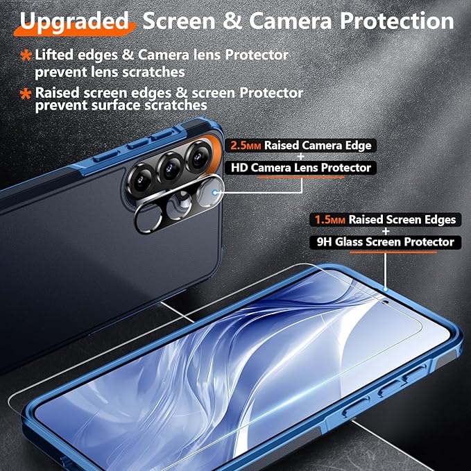 Red2Fire for Samsung Galaxy S25 Plus Case, [Military Grade Shockproof] Heavy Duty Full Body Protection Phone Case for S25 Plus Case,Seablue