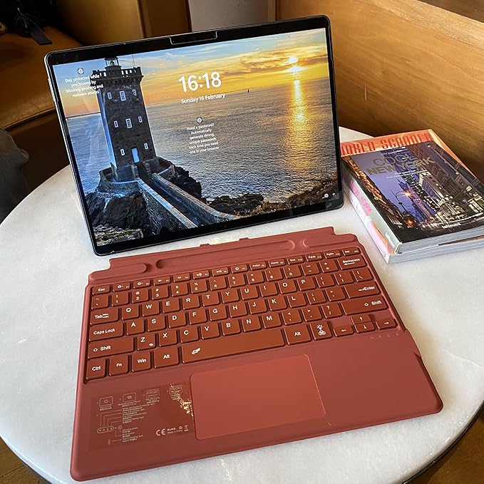 mobee Type Cover for Microsoft Surface Pro 13 inch, Compatible with Surface Pro 13"(11th Edition) / Pro 11 / Pro 10 / Pro 9 / Pro 8 / Pro X, Slim Keyboard with Trackpad Mouse, Backlit, & Pen Holder