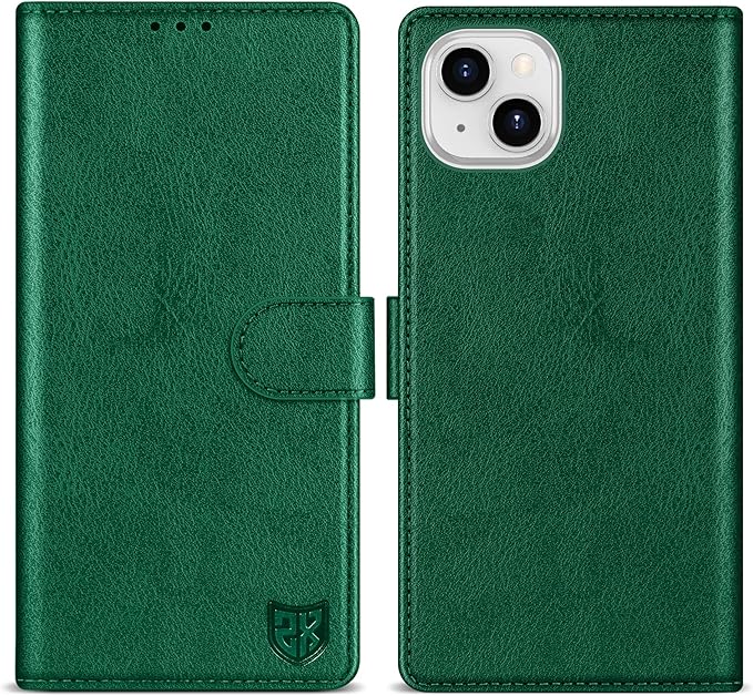 ZZXX for iPhone 14 Plus Wallet Case with [RFID Blocking] Card Slot Kickstand Magnetic Closure Leather Flip Fold Protective Phone Case for iPhone 14 Plus Case Wallet(Green-6.7 inch)