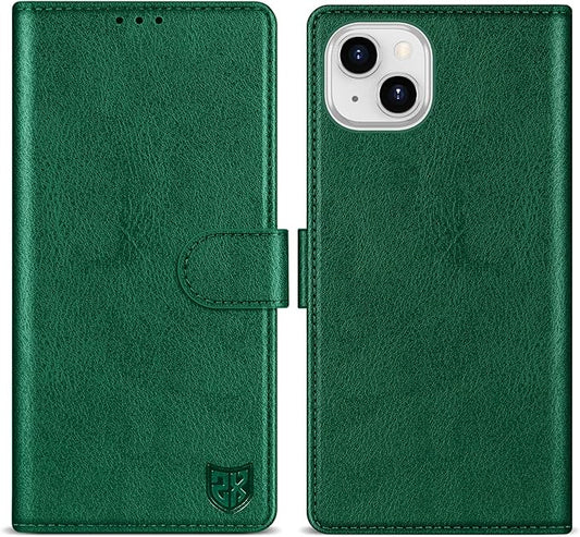 ZZXX for iPhone 14 Plus Wallet Case with [RFID Blocking] Card Slot Kickstand Magnetic Closure Leather Flip Fold Protective Phone Case for iPhone 14 Plus Case Wallet(Green-6.7 inch)