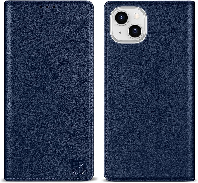 ZZXX for iPhone 15 Plus Wallet Case with [RFID Blocking] Card Slot Stand Strong Magnetic Leather Flip Fold Protective Phone Case for iPhone 15 Plus Case Wallet(Blue-6.7 inch)