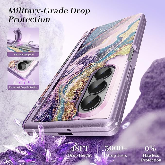 GVIEWIN for Samsung Galaxy Z Fold 7 Case Built-in HD Screen Protector [Compatible with Magsafe][Hidden Kickstand] Magnetic Full-Body Hinge Protection Slim Phone Case for Z Fold 7, Dreamland River