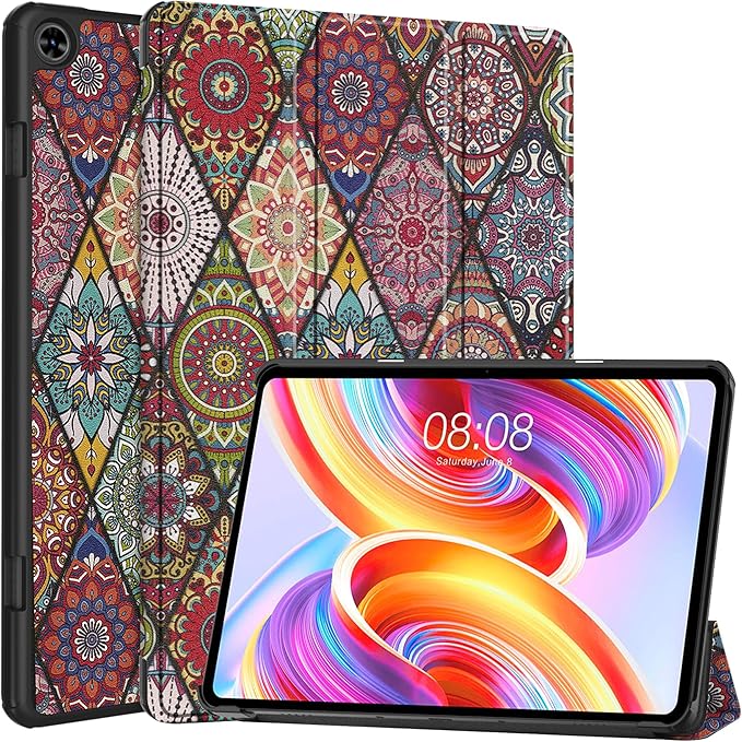 Portable Electronic Device Cover for TECLAST T50 11.0 inch Tablet, Ultra-Thin PU Leather Stand Case, Multi-Angle Viewing, Corner Protection, Mandala