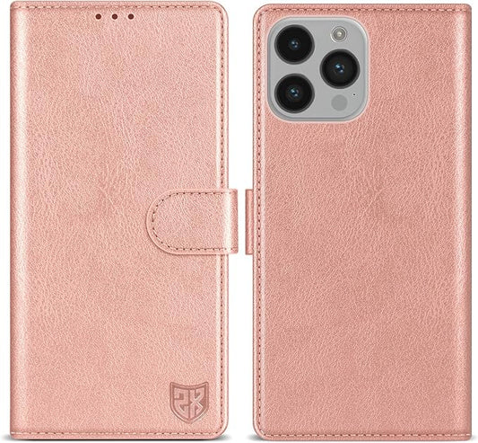 ZZXX for iPhone 14 Pro Wallet Case with [RFID Blocking] Card Slot Kickstand Magnetic Closure Leather Flip Fold Protective Phone Case for iPhone 14 Pro Case Wallet(Rose Gold-6.1 inch)