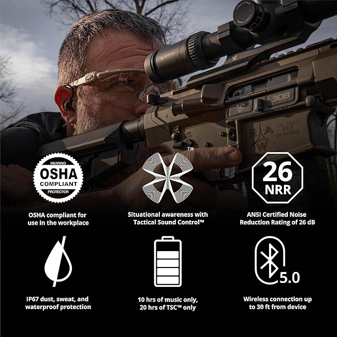 ISOtunes Sport Advance BT Shooting Earbuds: Tactical Bluetooth Hearing Protection (OD Green)