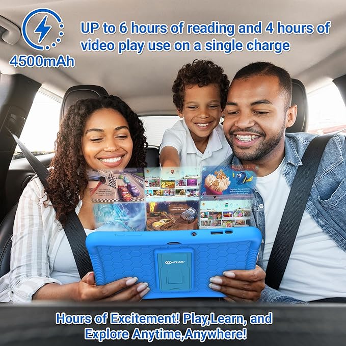 Contixo 10-Inch Kids Tablet - Ages 3-12, 80 Disney eBooks ($350 Value), 32GB Storage, Android, Parental Controls, Silicone Case w/Kickstand, STEM Learning Tablet for Older Kids - Blue