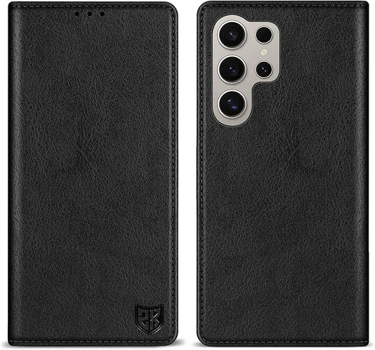 ZZXX for Samsung Galaxy S25 Ultra Wallet Case with [RFID Blocking] Card Slot Stand Strong Magnetic Leather Flip Fold Protective Phone Case for Samsung Galaxy S25 Ultra Case Wallet(Black-6.8 inch)