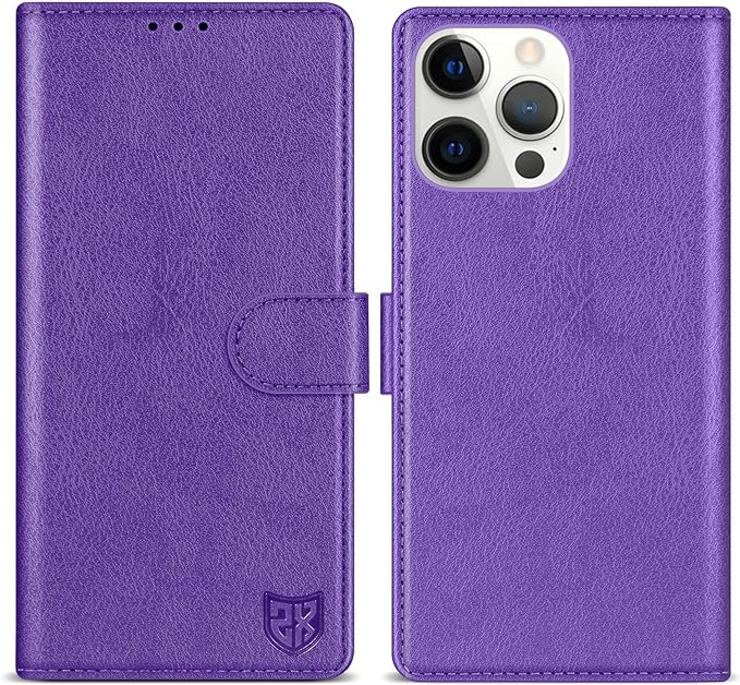 ZZXX for iPhone 14 Pro Max Wallet Case with [RFID Blocking] Card Slot Kickstand Magnetic Closure Leather Flip Fold Protective Phone Case for iPhone 14 Pro Max Case Wallet(Purple-6.7 inch)