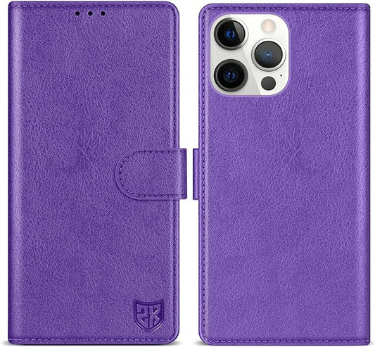 ZZXX for iPhone 14 Pro Max Wallet Case with [RFID Blocking] Card Slot Kickstand Magnetic Closure Leather Flip Fold Protective Phone Case for iPhone 14 Pro Max Case Wallet(Purple-6.7 inch)