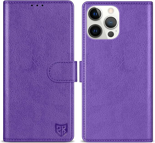 ZZXX for iPhone 15 Pro Max Wallet Case with [RFID Blocking] Card Slot Kickstand Magnetic Closure Leather Flip Fold Protective Phone Case for iPhone 15 Pro Max Case Wallet(Purple-6.7 inch)