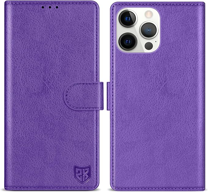 ZZXX for iPhone 15 Pro Wallet Case with [RFID Blocking] Card Slot Kickstand Magnetic Closure Leather Flip Fold Protective Phone Case for iPhone 15 Pro Case Wallet(Purple-6.1 inch)