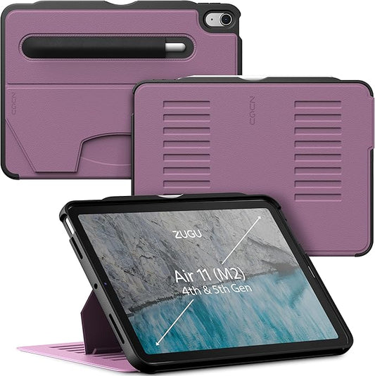 ZUGU CASE for iPad Air 11 (M3 2025 / M2 2024) iPad Air 4 & 5 10.9 Inch (2020/2022) - Protective, Ultra Thin, Magnetic Stand, Sleep/Wake Cover with Apple Pencil Charging & Storage - Berry Purple