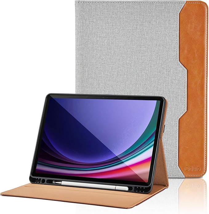 Case for Samsung Galaxy Tab S10 Lite/ S10 FE/ S9 FE 10.9 Inch/ S9 11 Inch, PU Leather Folio Case with S Pen Holder and Pocket, Auto Wake/Sleep Smart Tablet Cover, Gray
