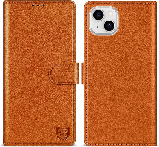ZZXX for iPhone 15 Wallet Case with [RFID Blocking] Card Slot Kickstand Magnetic Closure Leather Flip Fold Protective Phone Case for iPhone 15 Case Wallet(Brown-6.1 inch)