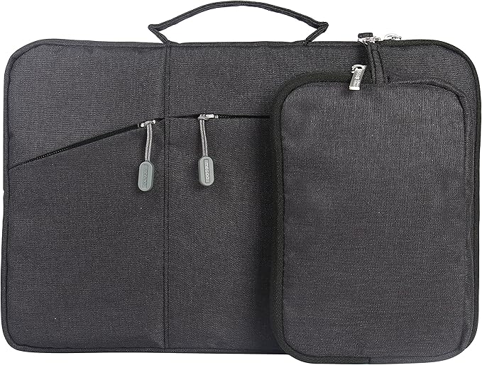 Megoo 12inch Laptop Sleeve with Accessory Pouch for Microsoft Surface Pro 12/7/6/5/4 12.5", Laptop Go 12.4", Pro 11/10/9/8 13", Carry Travel Case for 11"-13" Chromebook Tablet(Black with Charger Case)