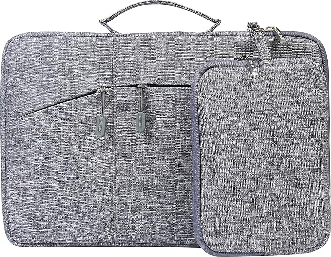 Megoo 13inch Laptop Sleeve with Accessory Pouch for Surface Laptop 5/4/3/2/6 13.5", Laptop 7 13.8", Surface Book 13.5", Carry Case for 13"~14" Tablet Chromebook(Gray with Charger Case)