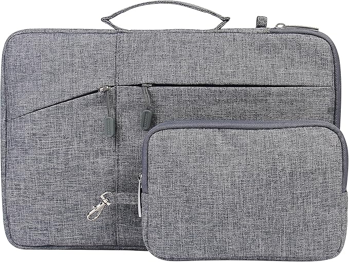 Megoo 13inch Laptop Sleeve with Accessory Pouch for Surface Laptop 5/4/3/2/6 13.5", Laptop 7 13.8", Surface Book 13.5", Carry Case for 13"~14" Tablet Chromebook(Gray with Charger Case)