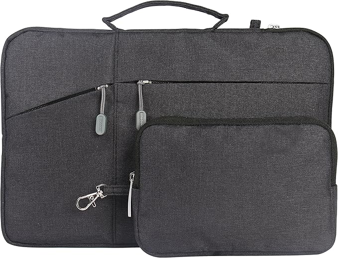 Megoo 13" Laptop Sleeve Case with Accessory Pouch for Microsoft Surface Laptop 13" 2025/7 13.8"/ 6 5 4 3 13.5"/Book 3 2 13.5", Carry Bag for 13" 14" Computer(Black with Charger Case)